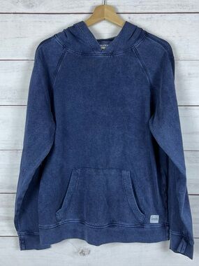 Fair Harbor Men's Medium Saltaire Hoodie Acid Wash Garment Dyed Blue BCI Cotton